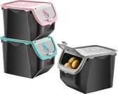 Boîte pour Fruits et Légumes Oignons Pommes de Terre Pommes 12 l 3 pièces - Récipient à pommes de terre - Pot à pommes de terre - Boîte de rangement - Récipient - Organisateur de réfrigérateur - Opbergbox - Boîte à fruits