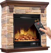 KESSER® Sfeerhaard Elektrisch Haard 1800W met LED Vlammen Dimbaar - Electrische Kachel met Timer & Afstandsbediening - Elektrische Verwarming met Thermostaat - Natuurlijk Bruin