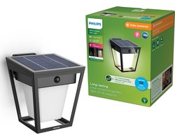 Philips LED Philips Nissa wandlamp -UltraEfficient LED - Solar buitenlamp -Helder warm licht; 3000K - Zwart - Bewegingssensor - Zonne-energie - Schemersensor
