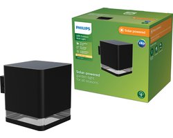 Philips LED Philips Virona wandlamp - Solar buitenlamp - Warm wit licht; 2700K - Zwart - Zonne-energie