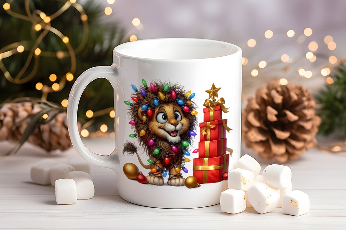 Kerst Mok - Jolly leeuw - 330 ml