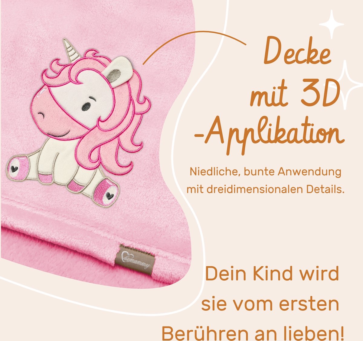 Be Mammy Babydeken - Dekbed - Kinderdeken - Wiegdeken - Dekentje Baby - 76 x 102 cm - Poeder roze - eenhoorn - BE-BE20-168-BBL — cadeau in Wonen & Interieur - foto 4