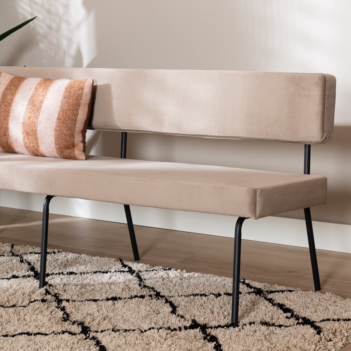 Bronx71 Velvet eetkamerbank Espen taupe 190 cm - eettafelbank - eetbank