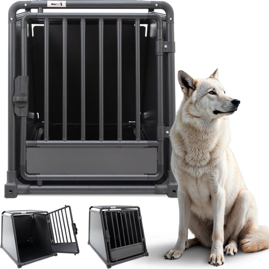 MaxxPet AutoBench voor hond - Transportbench - Hondenbench voor autokoffer - 1 deurs bench Aluminium Pro - Incl. Plaid - 65x92x70cm