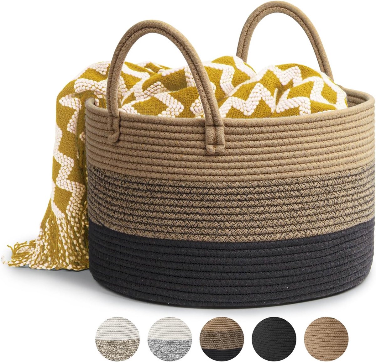 Goedkoopste Stijlvolle Opbergmand van Gevlochten Katoen voor Woonkamer en Slaapkamer
