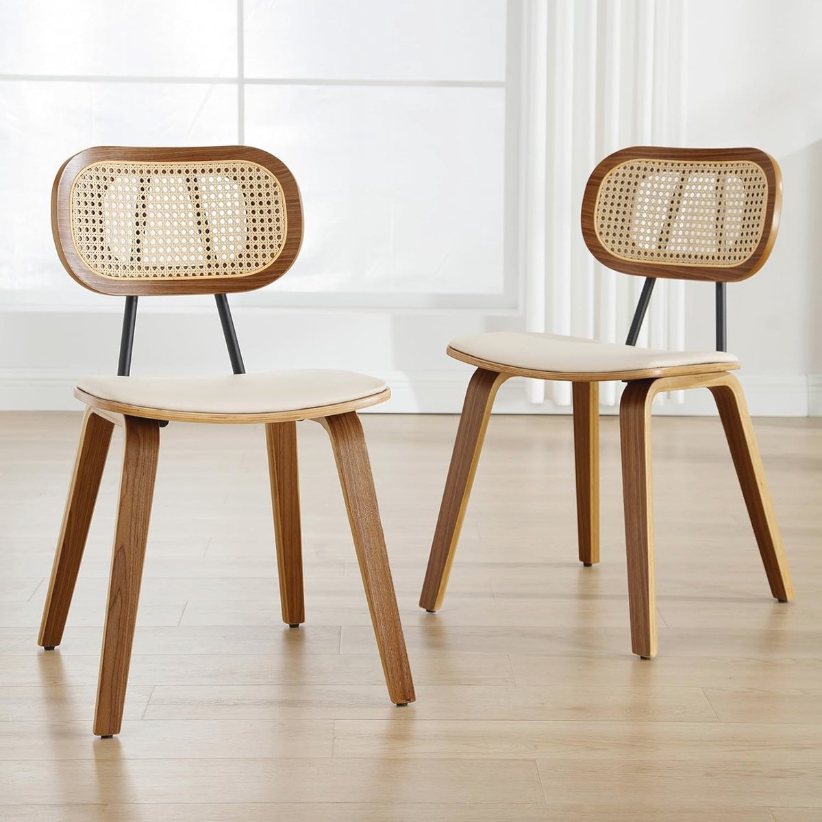 Moderne eetkamerstoelen set van 2 - stoffen keukenstoelen met houten poten voor stijlvol i