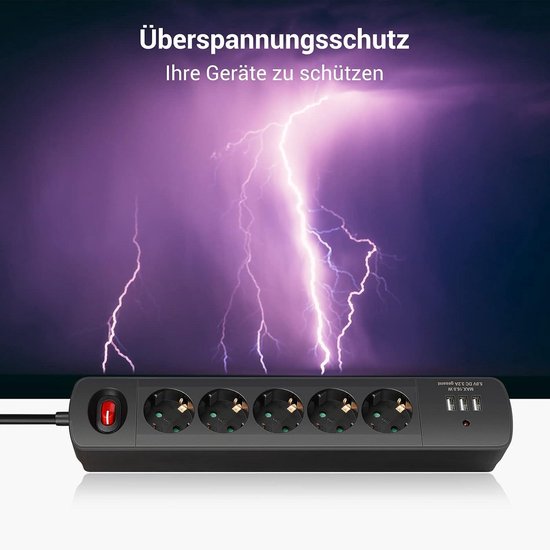 Bachmann - 19 inch netwerkkast stekkerdoos - 1HE overspanningsbeveiliging - model: 800.1260
