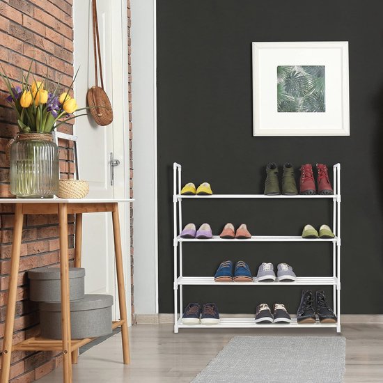Relaxdays Schuhregal Metall, Mit 4 Ebenen 70 X 70 X 26 Cm Für Bis Zu 12 Paar Schuhe Relaxdays