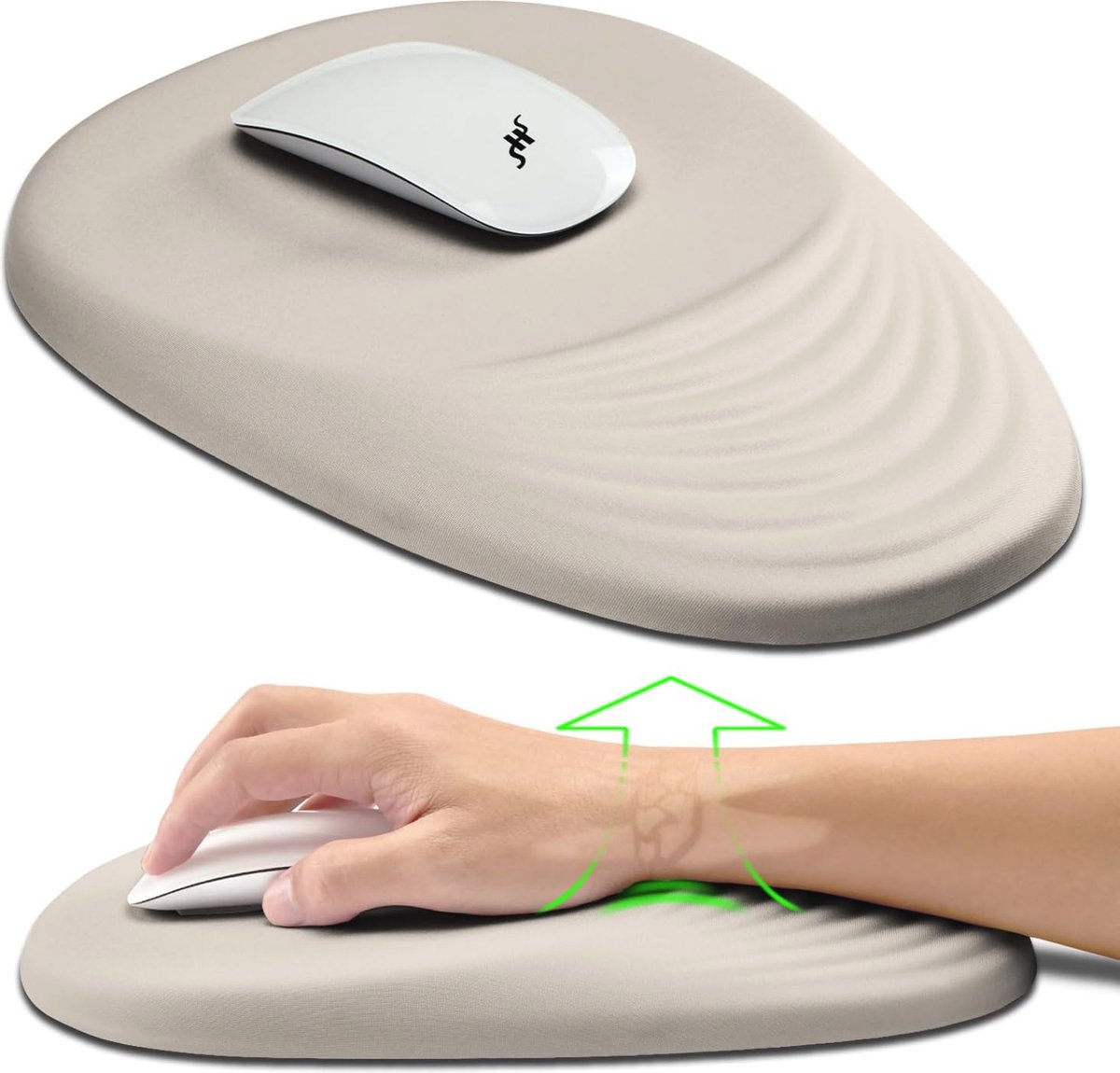Ergonomische muismat met polssteun en carpaal tunnel voor pijnverlichting - 30 x 20 cm