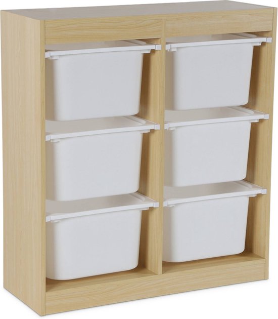 Sweeek Meuble Rangement Enfant Blanc 4 Étagères - Bibliothèque Anti-Basculement