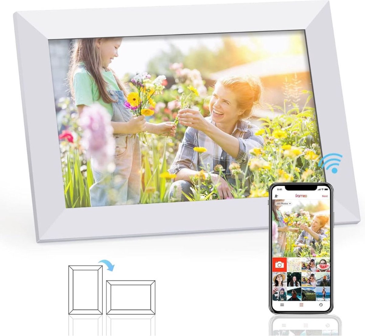 Dailysuppliess Digitale Fotolijst met Wifi - Fotolijsten - Frameo App - HD Kwaliteit - 26x18cm - Wit