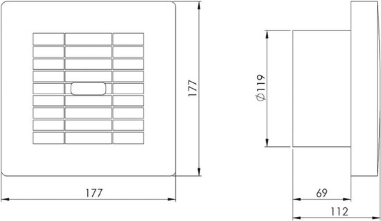 Afvoerventilator met automatische jaloezieën - Stille, moderne
