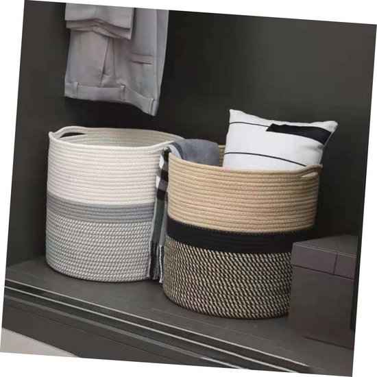 Gevlochten Katoenen Touw Opbergmand 65 Liter - Grote Wasmand Voor De Badkamer Woonkamer En Slaapkamer