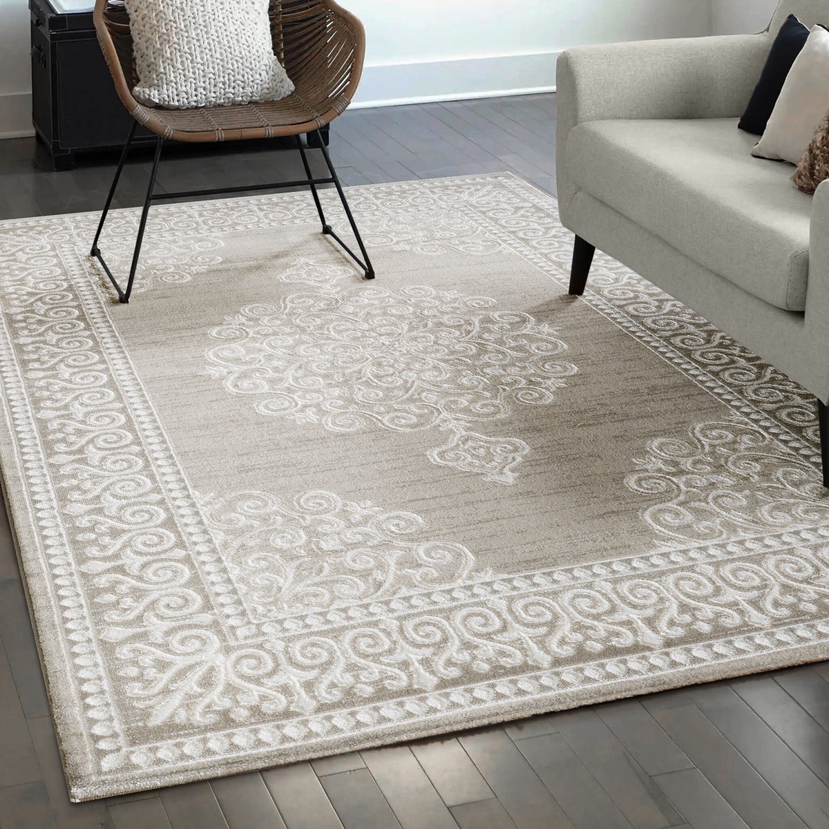 Muratap Harmony Oosters Laagpolig Vloerkleed Beige- 80x300 CM