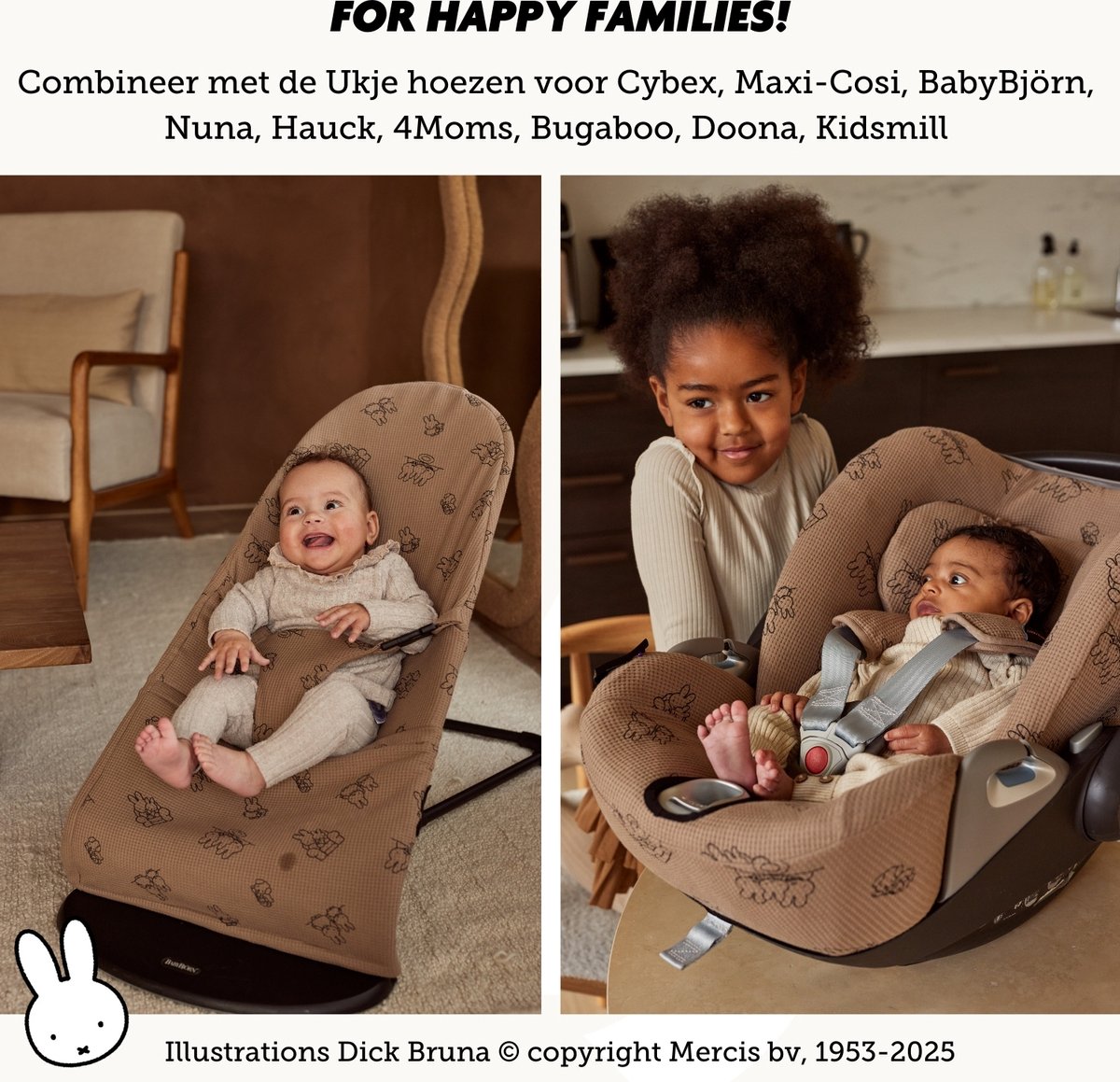 Ukje-Nijntje Newborn Hoes Tripp Trapp geschikt voor Stokke Tripp Trapp Newborn Set - Oud model met diep bakje - Premium Kwaliteit - Perfecte Pasvorm - Beschermt je Stoel - Makkelijk Wasbaar - Zacht Katoen - Taupe Nijntje – foto 8