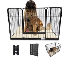 MaxxPet Puppyren - Hondenbench - Puppykennel - Hondenren - 125 x 78 x 80 cm - Zwart - Incl. Plaid