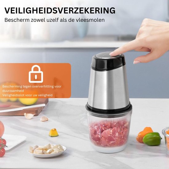 DailySupplies® Elektrische Groentesnijder Multifunctioneel - Vleesmolen - Gehaktmolen - Uiensnijder - Zilver — afbeelding 4