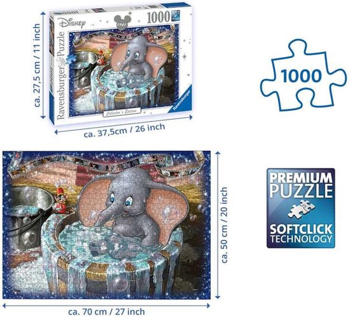 Ravensburger puzzel Disney Dumbo - Legpuzzel - 1000 stukjes — afbeelding 6