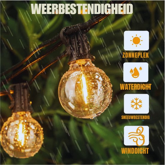 Yuusei Lichtsnoer voor buiten, 7,6 m, LED lichtsnoer met gloeilampen, 12 lampen met 1 reservelamp, warmwit, IP45-waterdicht, G40, lichtsnoer voor binnen en buitenverlichting voor tuin, balkon Yuusei Lichtsnoer voor buiten, 7,6 m, LED lichtsnoer met gloeilampen, 12 lampen met 1 reservelamp, warmwit, IP45-waterdicht, G40, lichtsnoer voor binnen en buitenverlichting voor tuin, balkon
