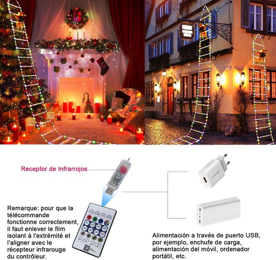 JIMACRO Led-lichtketting op zonne-energie, 32 stuks, 0,8 m, 256 leds, kerstverlichting voor buiten, 7 m waterdichte lichtketting, 8 modi, waterdicht, voor buiten, voor wanddakrand, decoratie