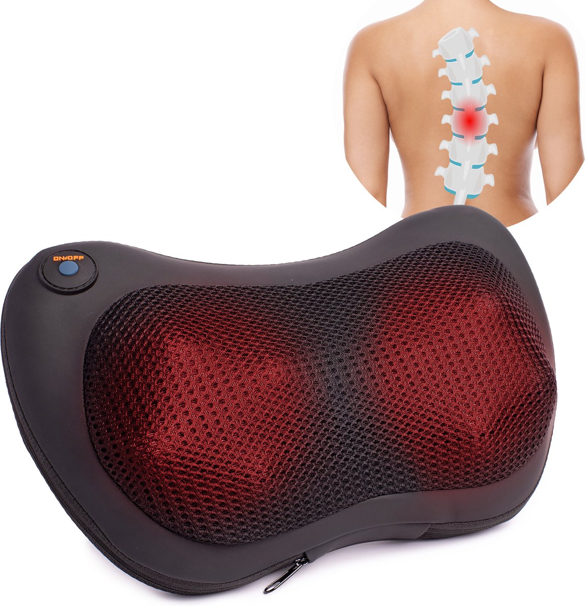 QLT Elektrisch Massageapparaat Rug - Shiatsu Massagekussen - 4 Massagerollers