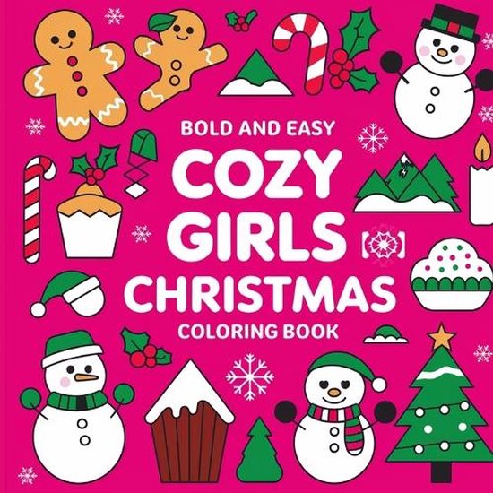 Bold & Easy Girl Christmas Coloring Book for Kids - cover