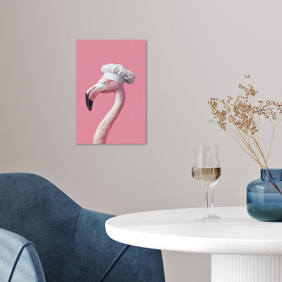 Affiche 20x30 cm - Flamingo rose - Toque de chef - Vogel - Posters - Décoration murale cuisine - Décoration murale salon - Accessoires décoratifs - Décoration murale chambre