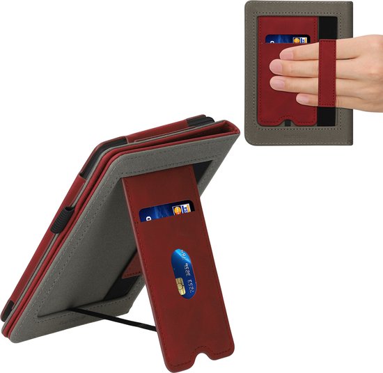 kwmobile e-reader hoesje geschikt voor Kobo Clara 2E hoes - E reader flip case van kunstleer - Ereader cover met stand - In donkerrood van Merkloos — afbeelding 2