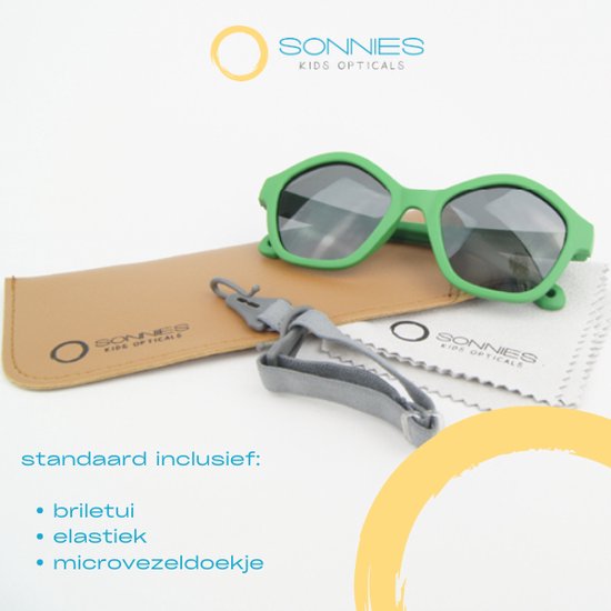 Sonnies - Kinderzonnebril Milano Verde - Leeftijd 3-5 jaar - gepolariseerde glazen voorzien van UV400 bescherming - lichtgewicht frame - buigzaam en flexibel - jongens en meisjes - kinder zonnebril - kleur groen van Sonnies — afbeelding 2