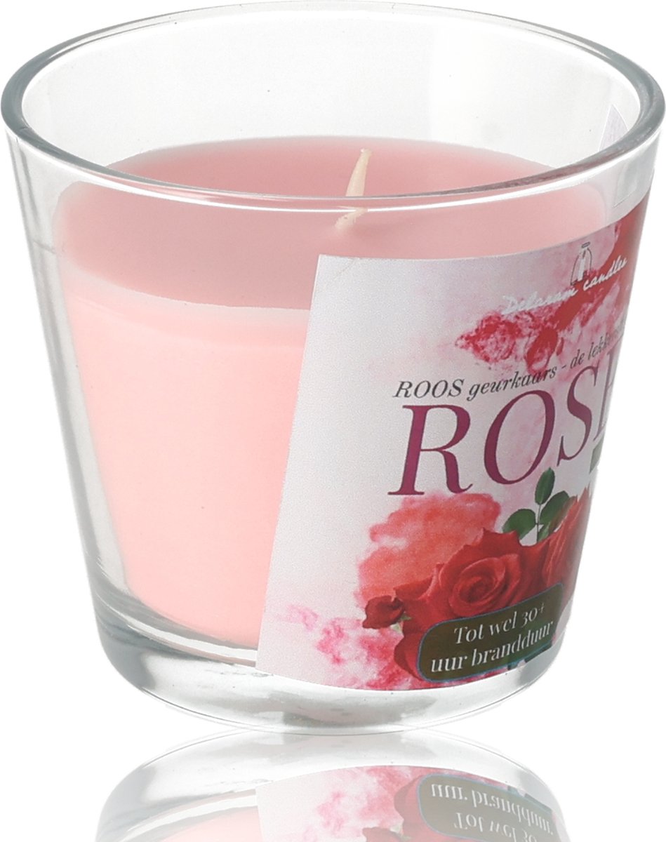 Geurkaars Roos 30 uur - Zoete bloemengeur - Luxe rose geurkaars in glas — cadeau in Wonen & Interieur - foto 8