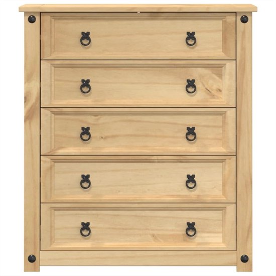 Ladekast 80x40x89 cm van massief grenenhout met 5 lades