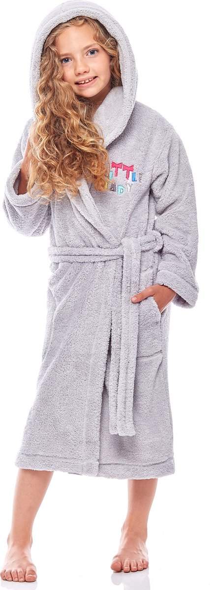 L&L Kinderen Badjas met Capuchon - Wasmachine bestendig - Polyester - LL-Ila - Kristall (LL-006) - 110-116