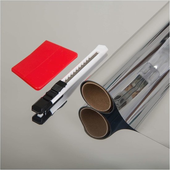 Spiegelfolie voor ramen, doorschijnend, 99% anti-uv hittebescherming, temperatuurregeling, bescherming van het privéleven, zelfklevend, voor ramen, huis, kantoor, winkel, (60 x 400 cm, zilver-zwart