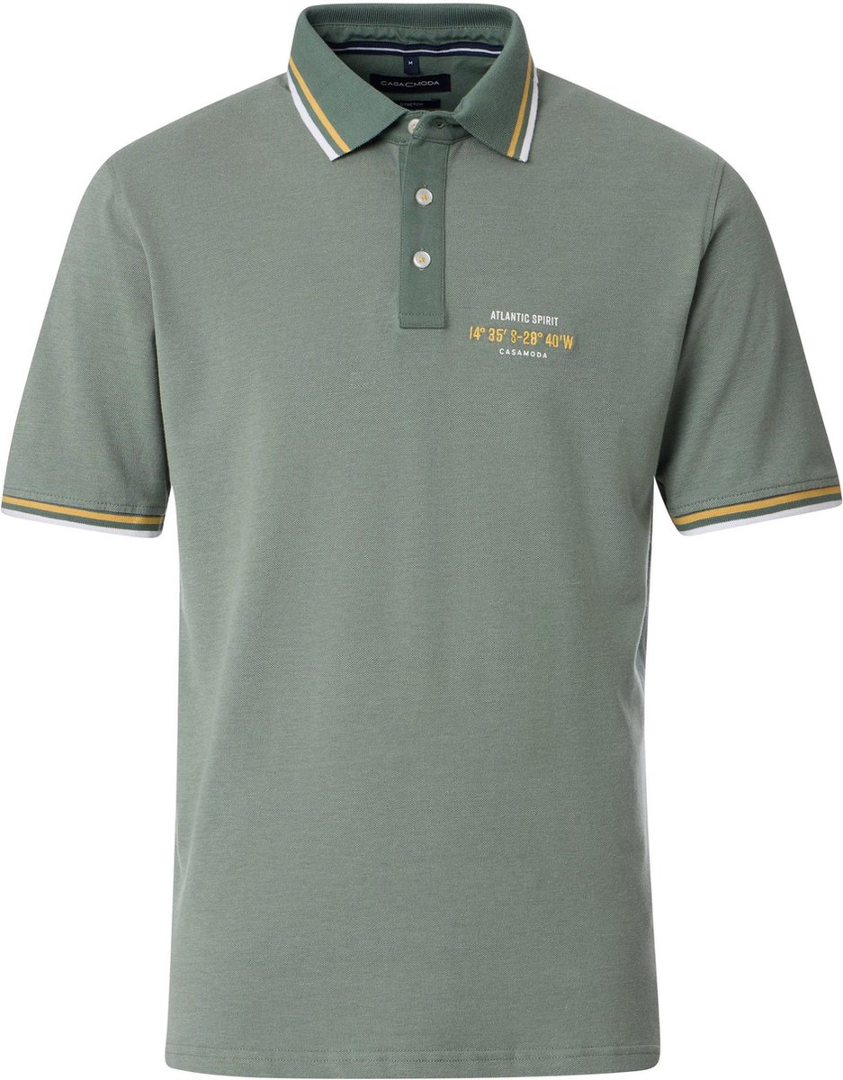 CASAMODA Poloshirt Logo Groen - Maat L - Heren