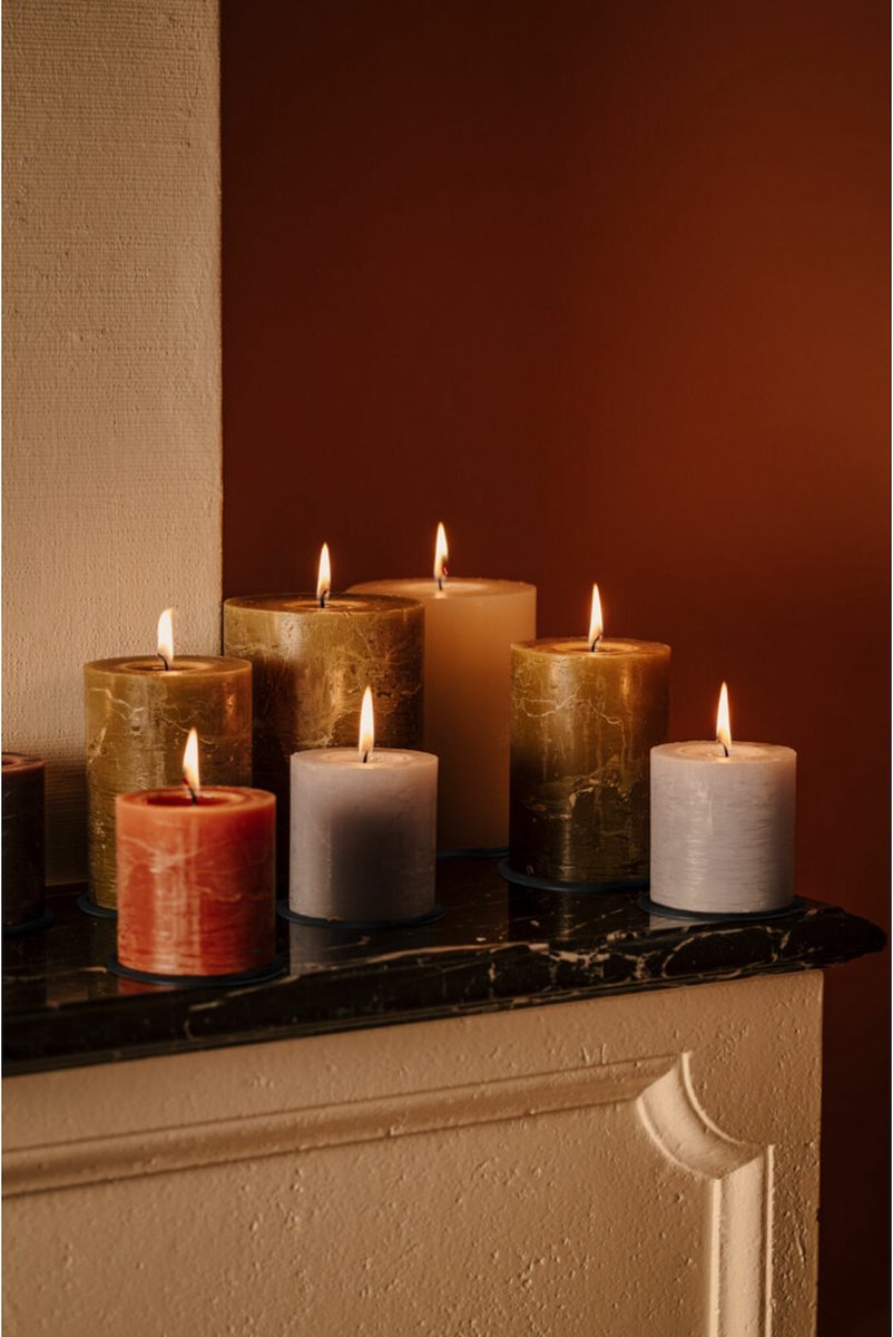SPAAS Rustieke Pillarkaars ± 95 branduren Lichtblauw -