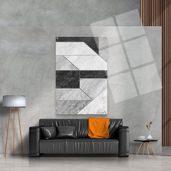 Peinture en plexiglas de Luxe en marbre géométrique | 60x40 cm | Salle de séjour | Chambre à coucher | Bureau | Musique | Design | Art | Moderne | ** 5 MM D'ÉPAISSEUR **