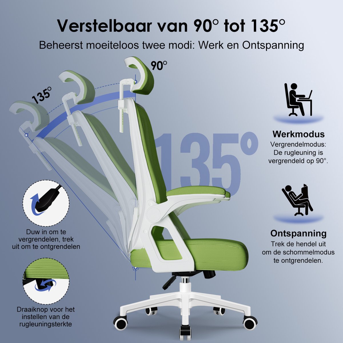 Hiaonyx Ergonomische Bureaustoel met - afbeelding 2