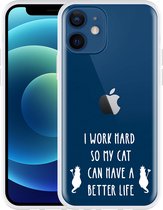 Cazy Hoesje geschikt voor iPhone 12 - Royalty Cat Wit