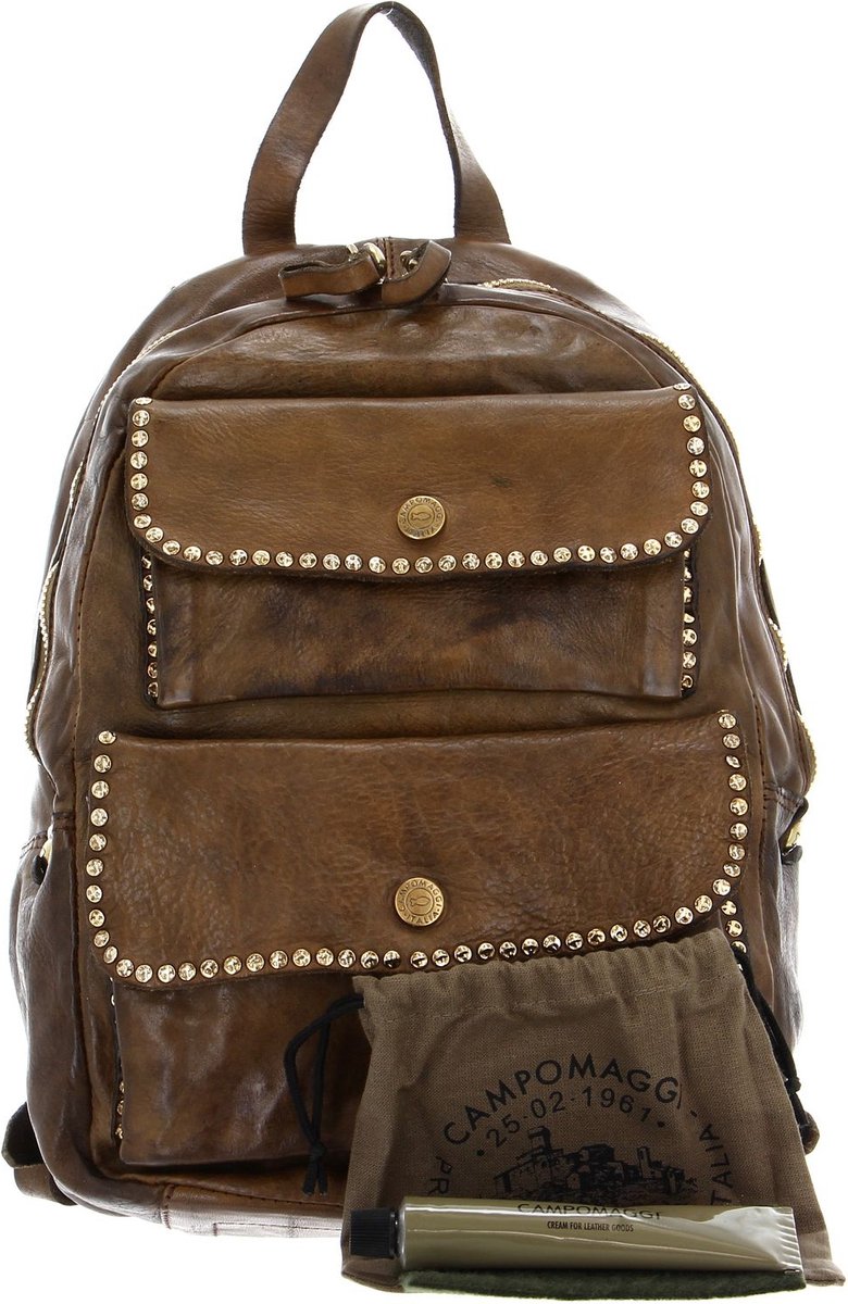 CAMPOMAGGI Leren Vrije tijd rugzak Rugzak Backpack Verde Militare Olijfgroen