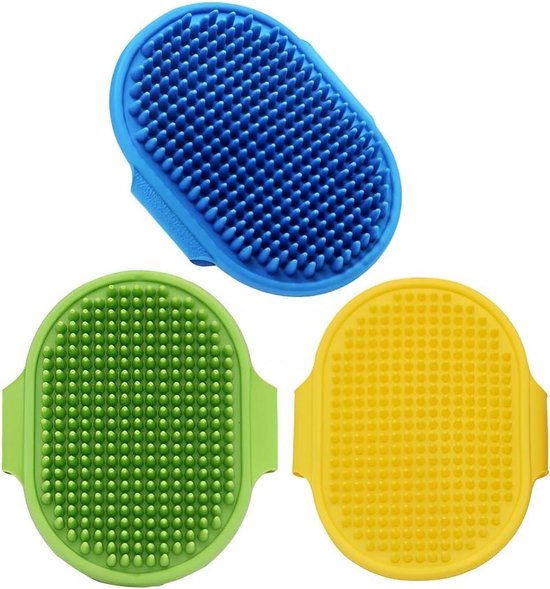 2 Stuks Hondenbadborstel – Zacht TRP-rubber Met Massage-effect, Verstelbare Ringgreep – Voor Honden, Katten En Andere Huisdieren (kort Tot Middellang Haar)