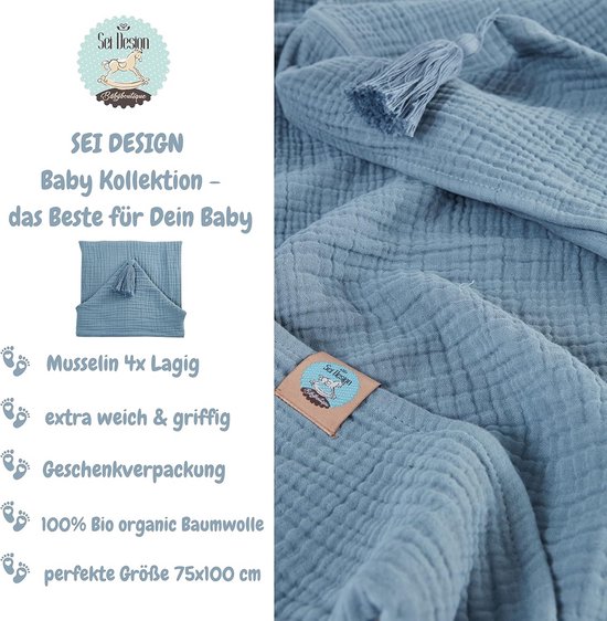 Biologische Badponcho met Capuchon voor Baby's en Kinderen 75x100 cm - Zacht Mousseline Katoen — afbeelding 5