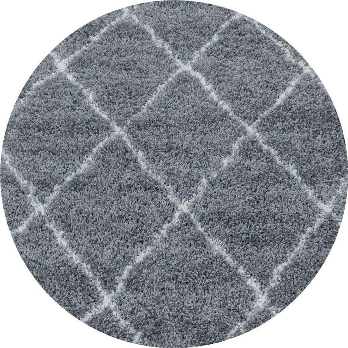 Rond hoogpolig tapijt met patroonrand 160 x 160 cm 30 mm hoog ruig zacht tapijt vloerverwa