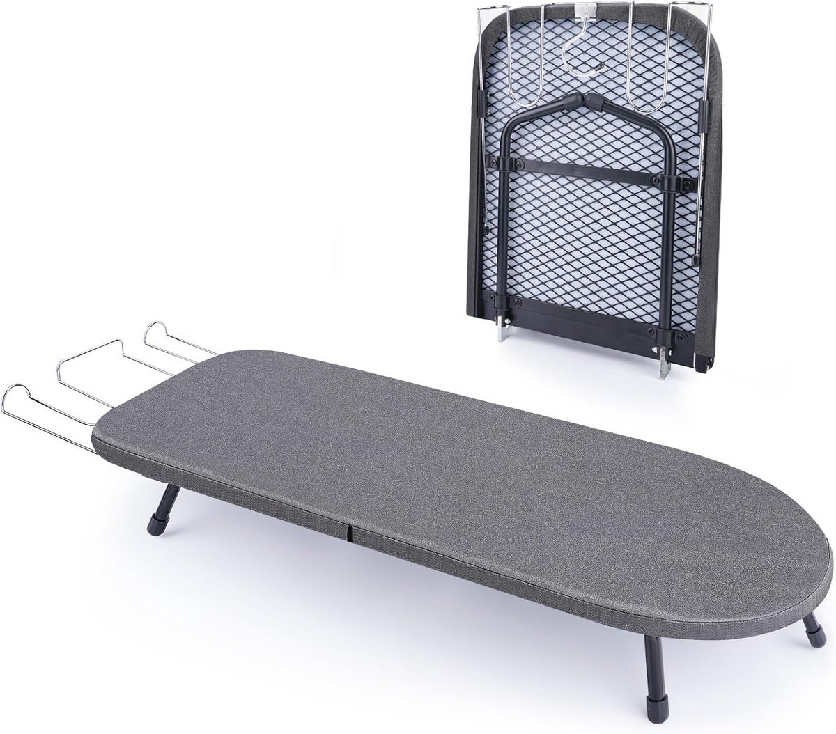 Compacte Tafel Strijkplank met Metalen Ondersteuning voor Reizen en Kleine Ruimtes