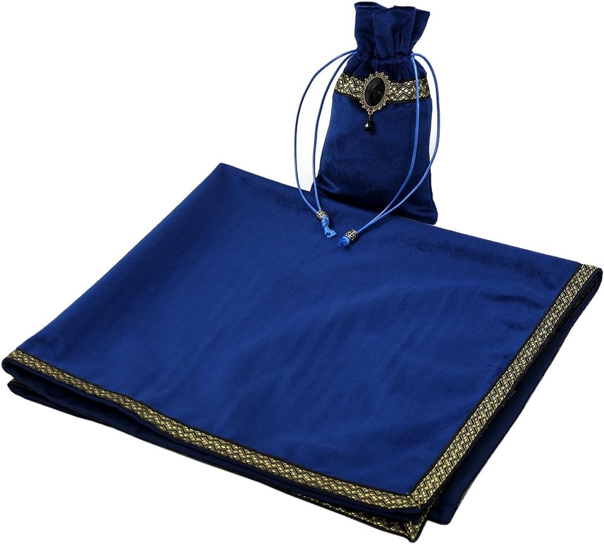 Fluwelen Tarot Tafelkleed met Kaartzakje voor Waarzeggerij en Lezingen (Blauw)