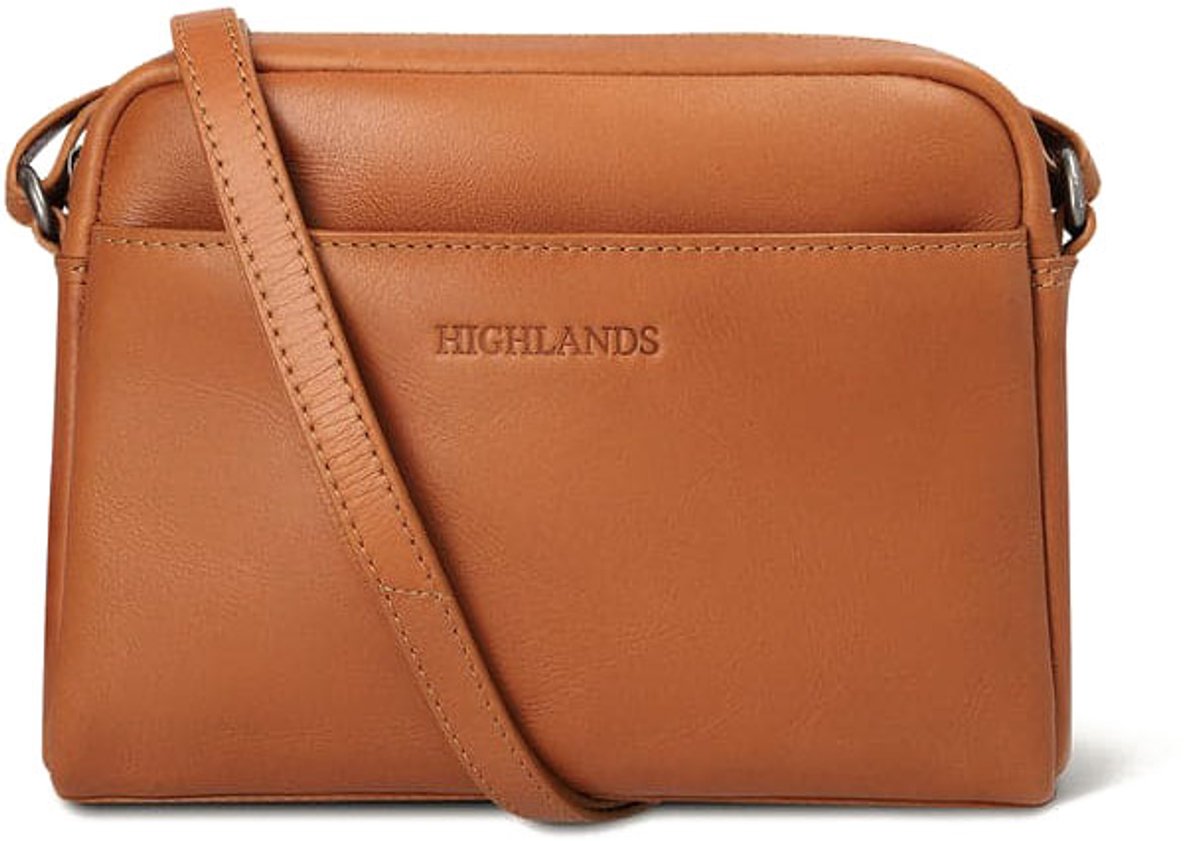 Highlands Leather Elgin Shoulder Bag – Premium Leren Schoudertas – Handgemaakt & Duurzaam – Compact, Elegant & Functioneel – 23x17x7 cm – Cognac