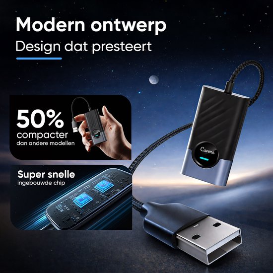 Modern ontwerp CarMe dongle: 50% compacter, super snelle chip, USB-A aansluiting.