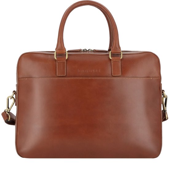 bugatti Cuir Mallette Sac d'ordinateur portable pour ordinateur portable Briefcase Cognac Brun