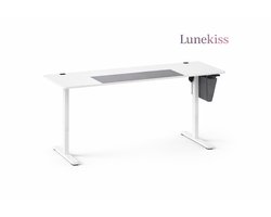 Lunekiss Elektrisch Zit-Sta Bureau 160x70 cm – Hoogte 72-120 cm – 4 Memory-standen – Anti-collision – 80 kg – Gesplitst Blad – Wit