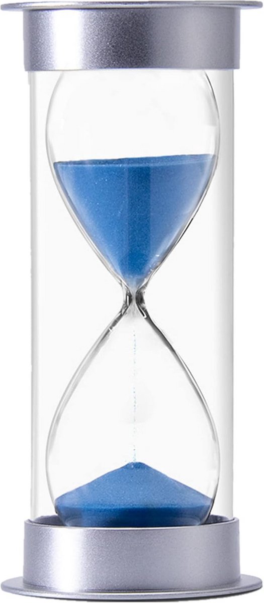 Zandloper 60 Minuten met Zilveren Frame en Blauw Zand voor Tijdmeting en Decoratie