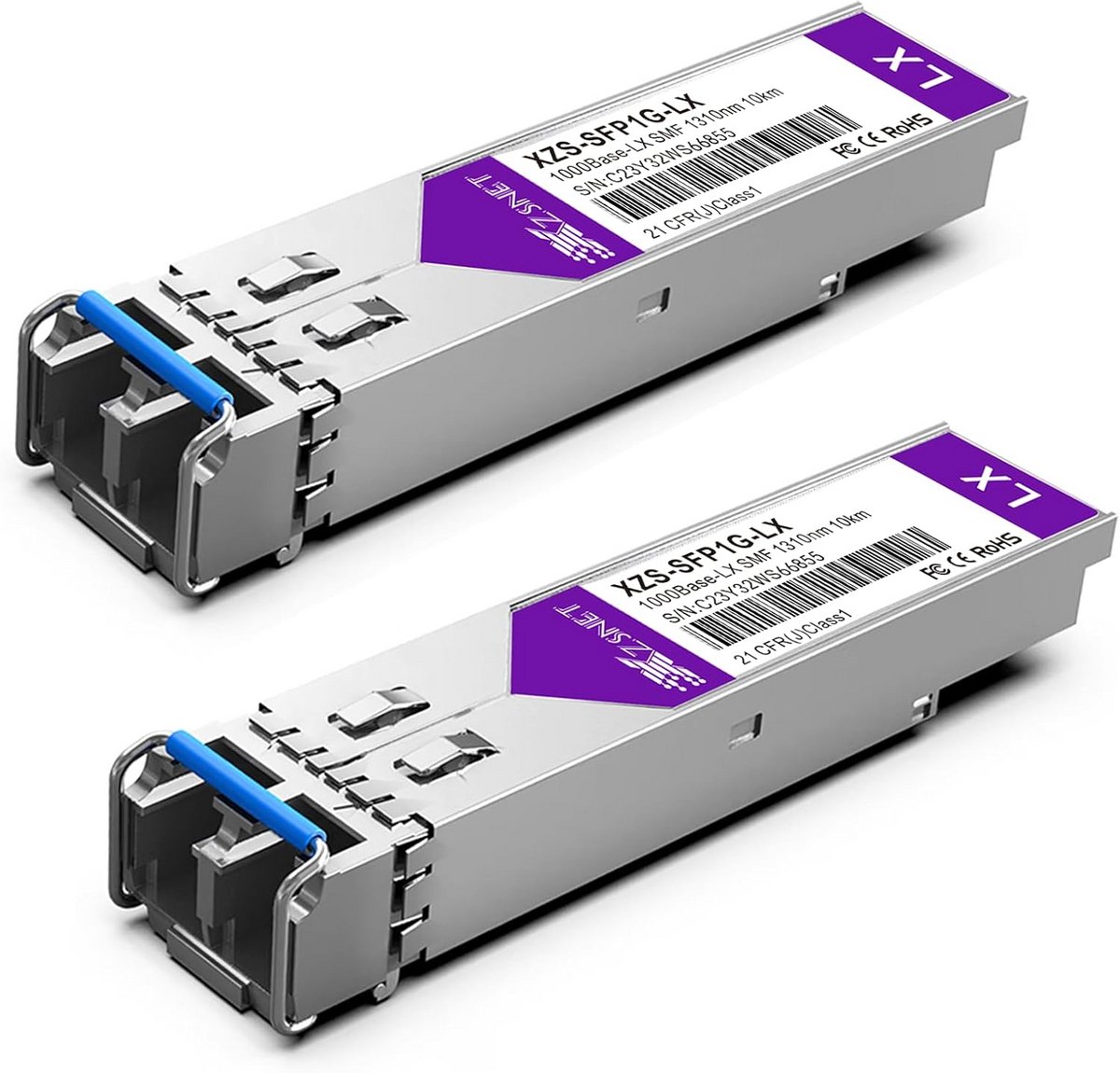 2-Pack Glasvezelmodule 1.25G SFP naar LC Single Mode 10km voor Netwerkswitches